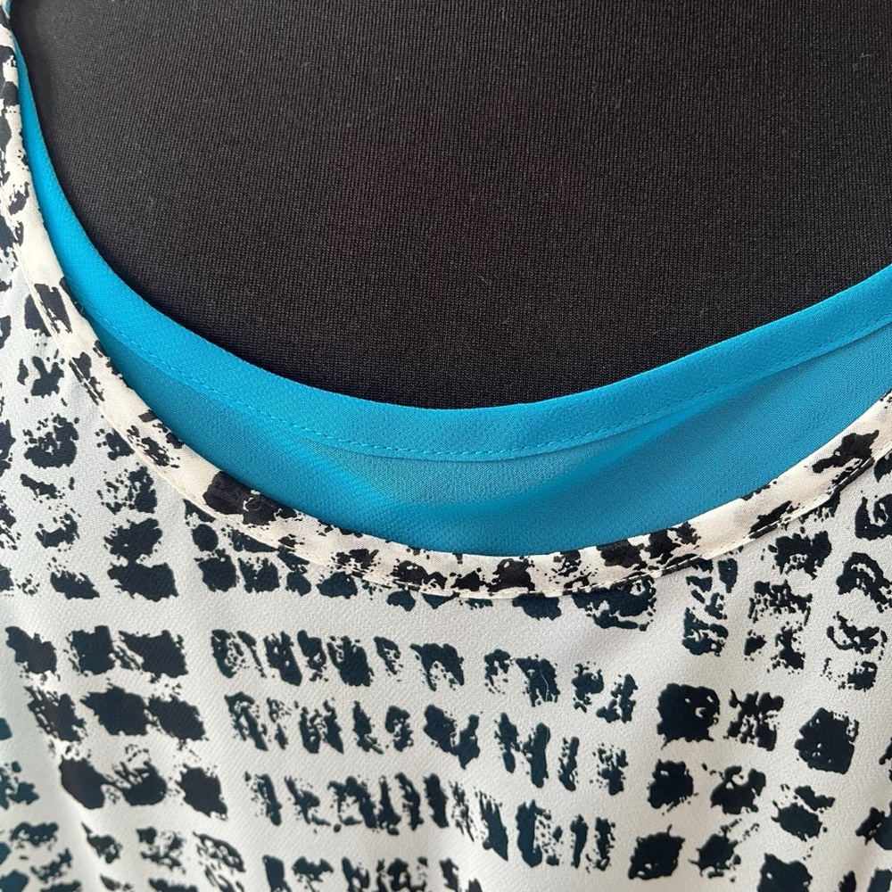 Vintage abstract layered slip dress black white blue M - Picture 7 of 11